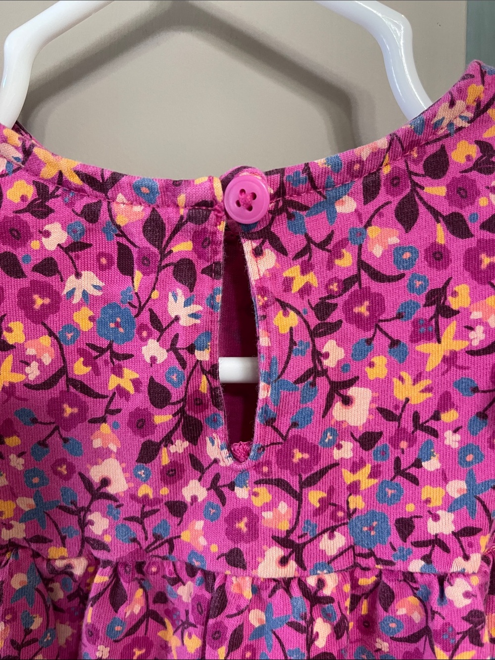 Tea Collection Pink Floral Ruffle One-Piece Bodysuit - Picture 6 of 7